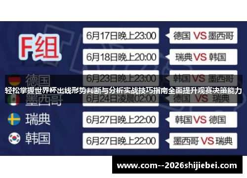 轻松掌握世界杯出线形势判断与分析实战技巧指南全面提升观赛决策能力